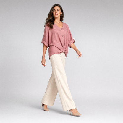Elegant V-Neck Blouse | Women's Long Sleeve Top