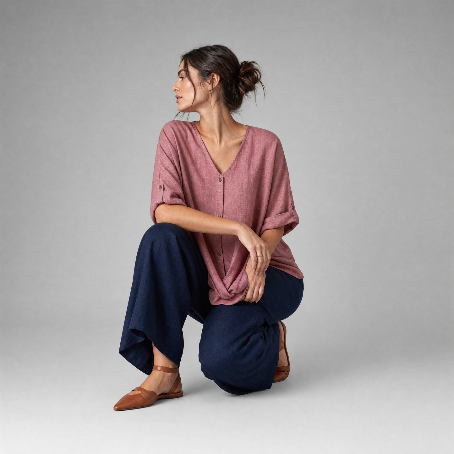 Elegant V-Neck Blouse | Women's Long Sleeve Top