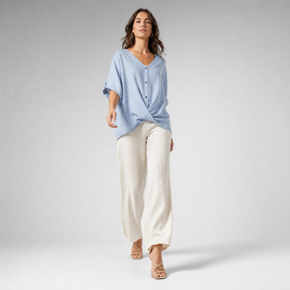 Elegant V-Neck Blouse | Women's Long Sleeve Top