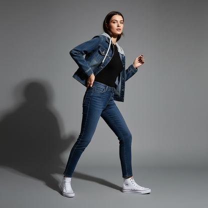Denim Jacket with Removable Hood | Women's Jacket