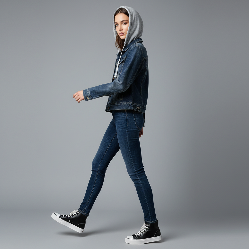 Denim Jacket with Removable Hood | Women's Jacket