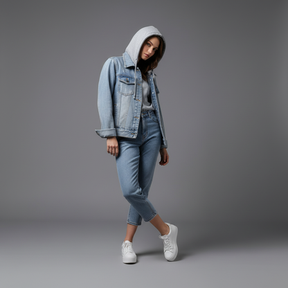 Denim Jacket with Removable Hood | Women's Jacket