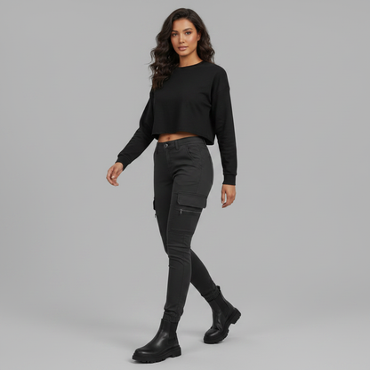 Modern Black Cargo Pants for Women | Trendy Urban Style